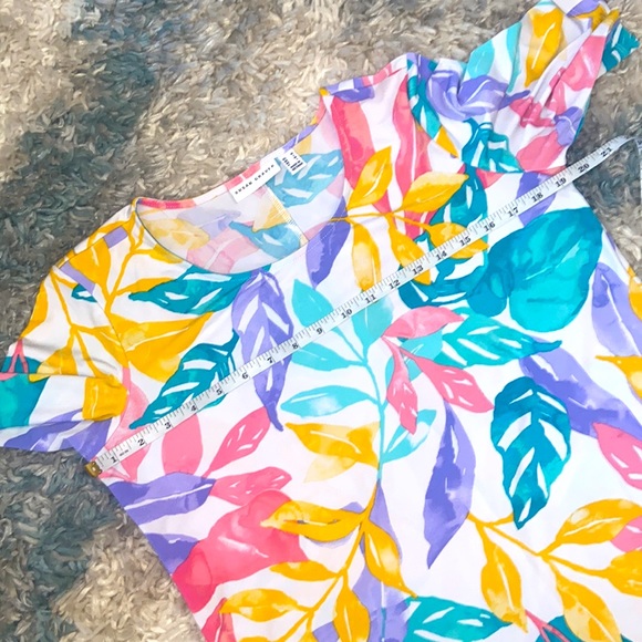 Susan Graver Regular Liquid Knit Fit & Flare Dress ~ Multi Tropical - Picture 5 of 6